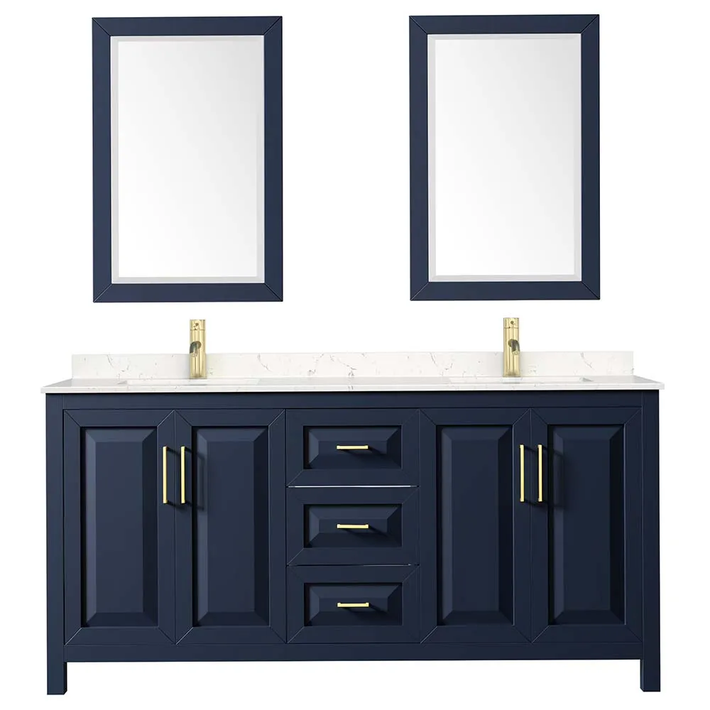 Daria 72 Inch Double Bathroom Vanity in Dark Blue