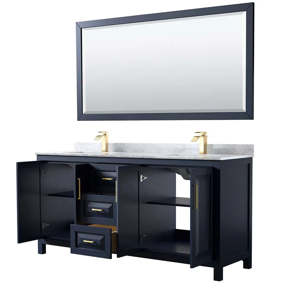 Daria 72 Inch Double Bathroom Vanity in Dark Blue