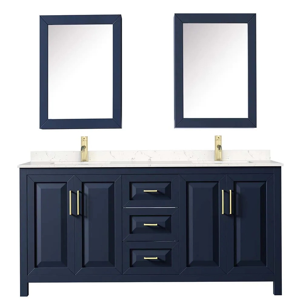 Daria 72 Inch Double Bathroom Vanity in Dark Blue