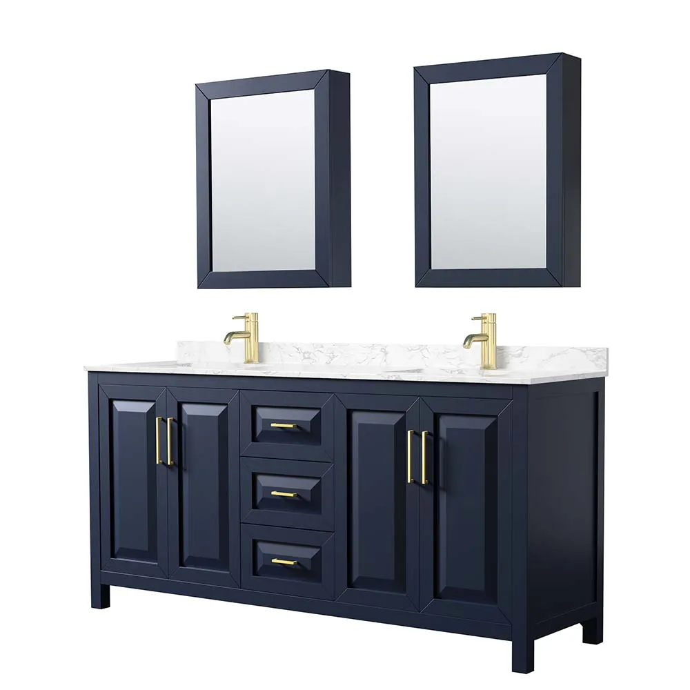 Daria 72 Inch Double Bathroom Vanity in Dark Blue