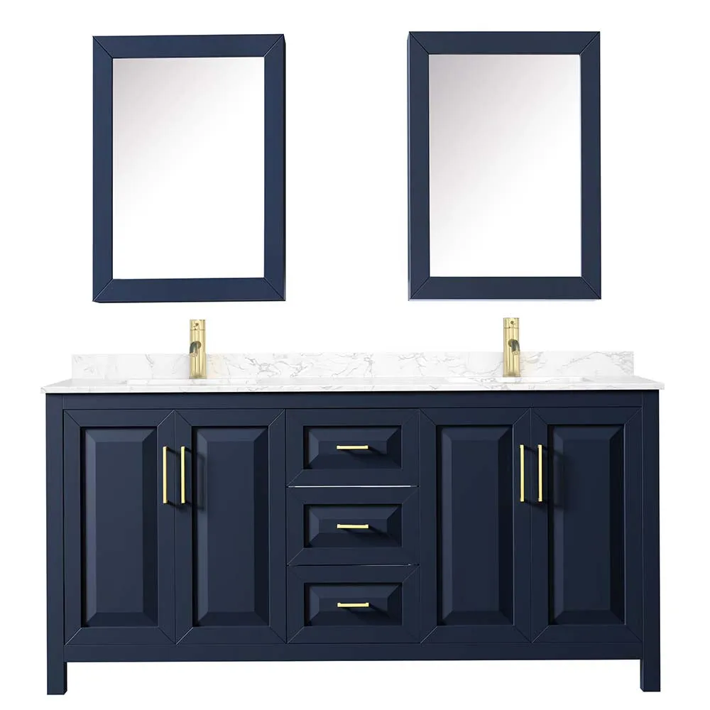 Daria 72 Inch Double Bathroom Vanity in Dark Blue