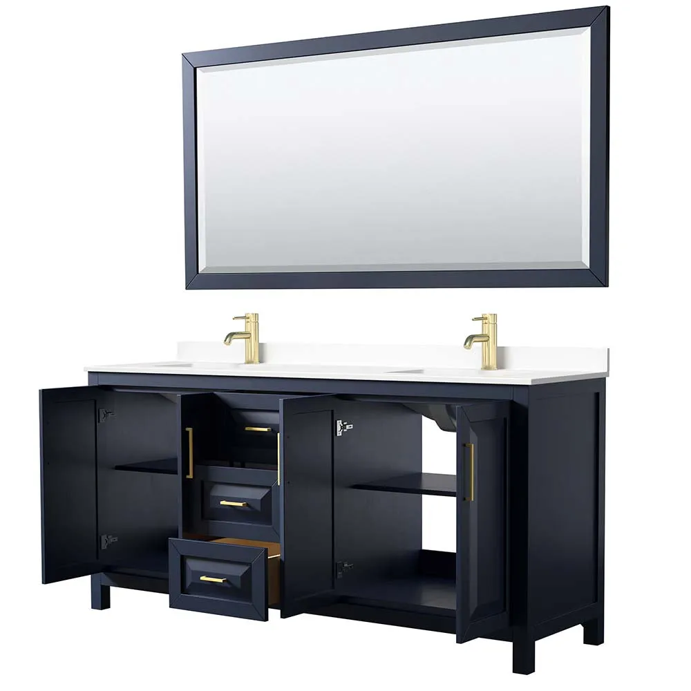 Daria 72 Inch Double Bathroom Vanity in Dark Blue