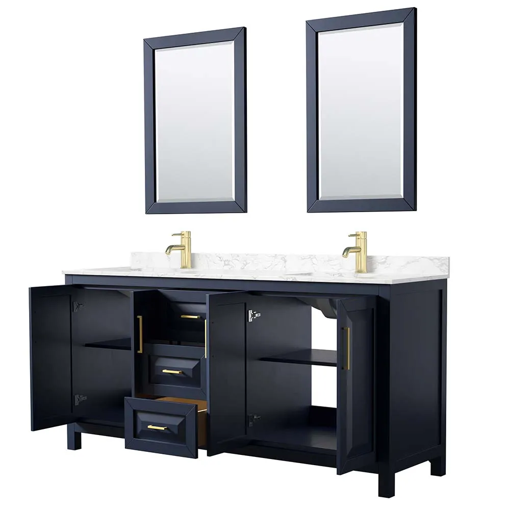 Daria 72 Inch Double Bathroom Vanity in Dark Blue