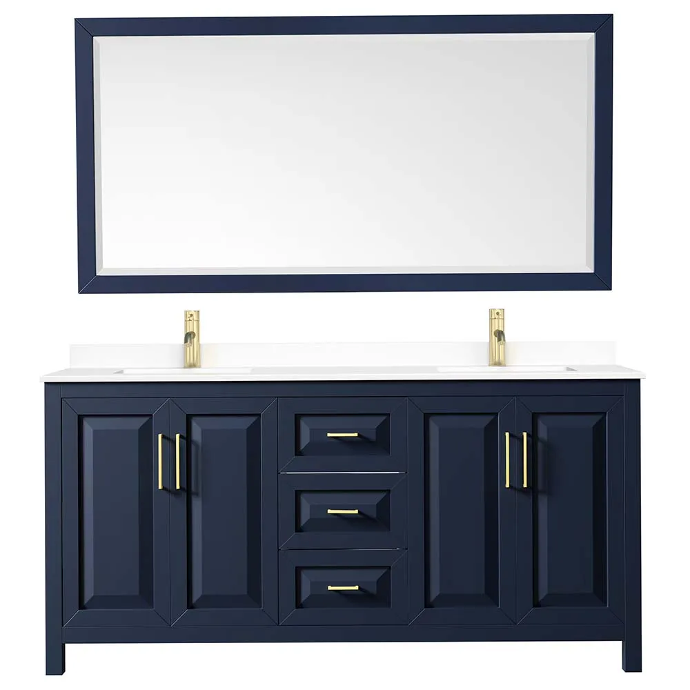 Daria 72 Inch Double Bathroom Vanity in Dark Blue