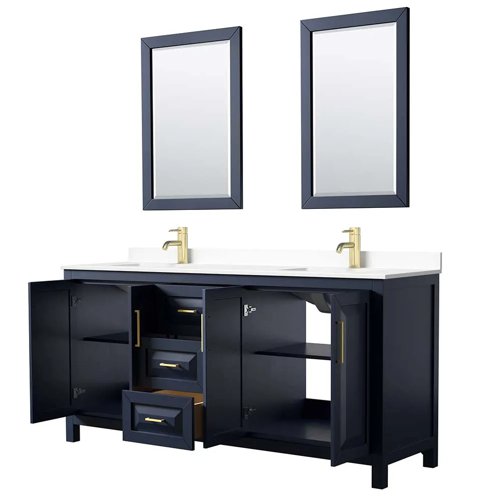 Daria 72 Inch Double Bathroom Vanity in Dark Blue