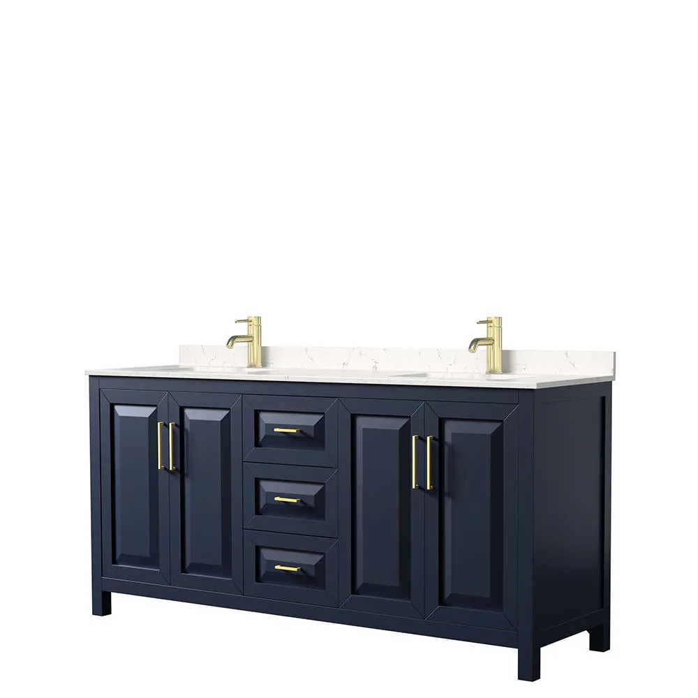 Daria 72 Inch Double Bathroom Vanity in Dark Blue