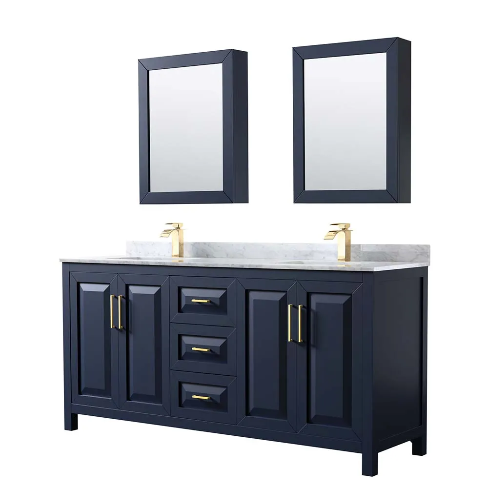 Daria 72 Inch Double Bathroom Vanity in Dark Blue