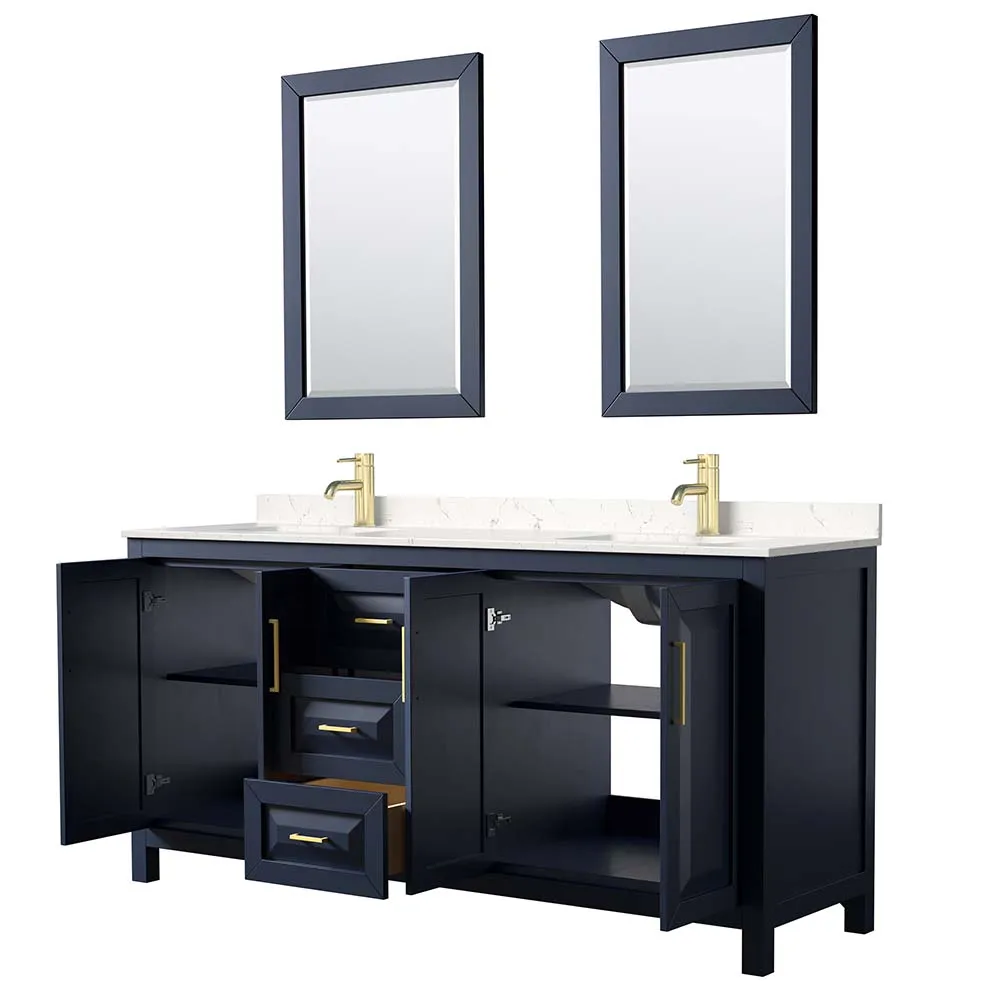 Daria 72 Inch Double Bathroom Vanity in Dark Blue