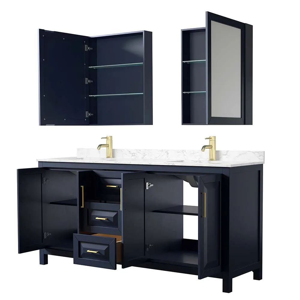 Daria 72 Inch Double Bathroom Vanity in Dark Blue
