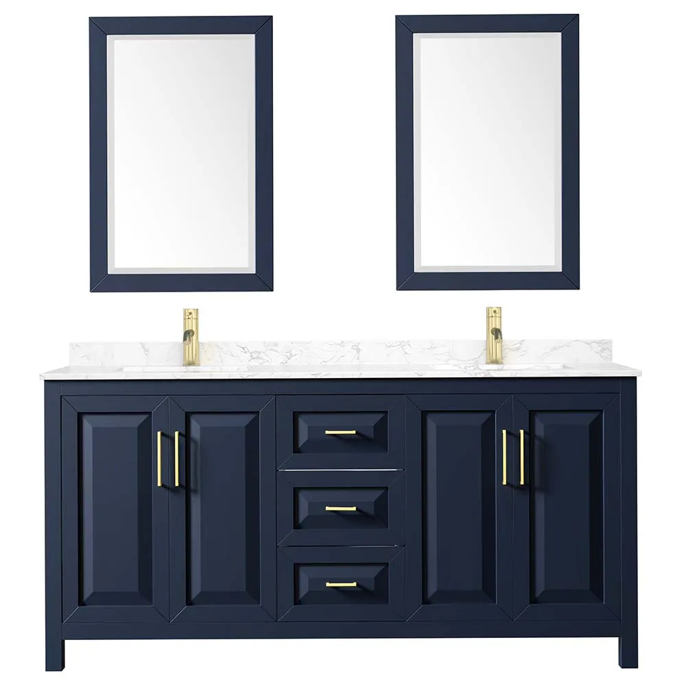 Daria 72 Inch Double Bathroom Vanity in Dark Blue