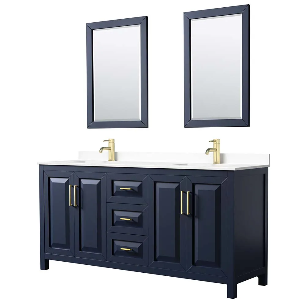 Daria 72 Inch Double Bathroom Vanity in Dark Blue