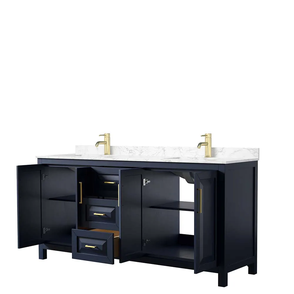 Daria 72 Inch Double Bathroom Vanity in Dark Blue