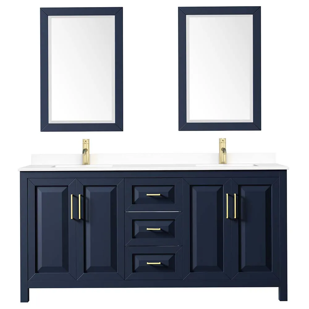 Daria 72 Inch Double Bathroom Vanity in Dark Blue