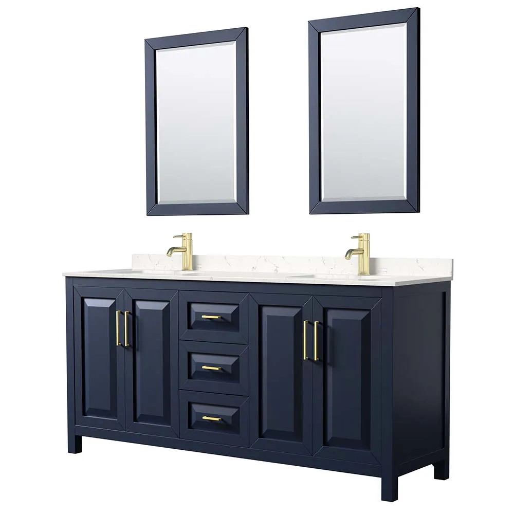 Daria 72 Inch Double Bathroom Vanity in Dark Blue