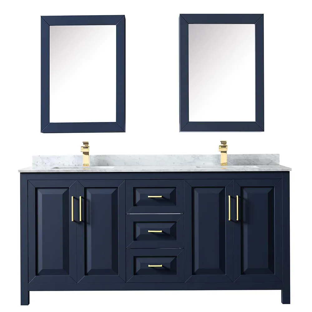 Daria 72 Inch Double Bathroom Vanity in Dark Blue