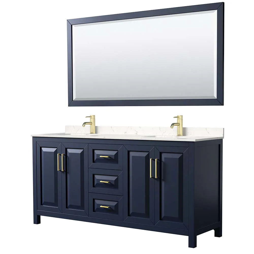 Daria 72 Inch Double Bathroom Vanity in Dark Blue