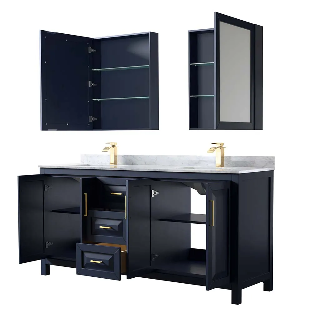 Daria 72 Inch Double Bathroom Vanity in Dark Blue