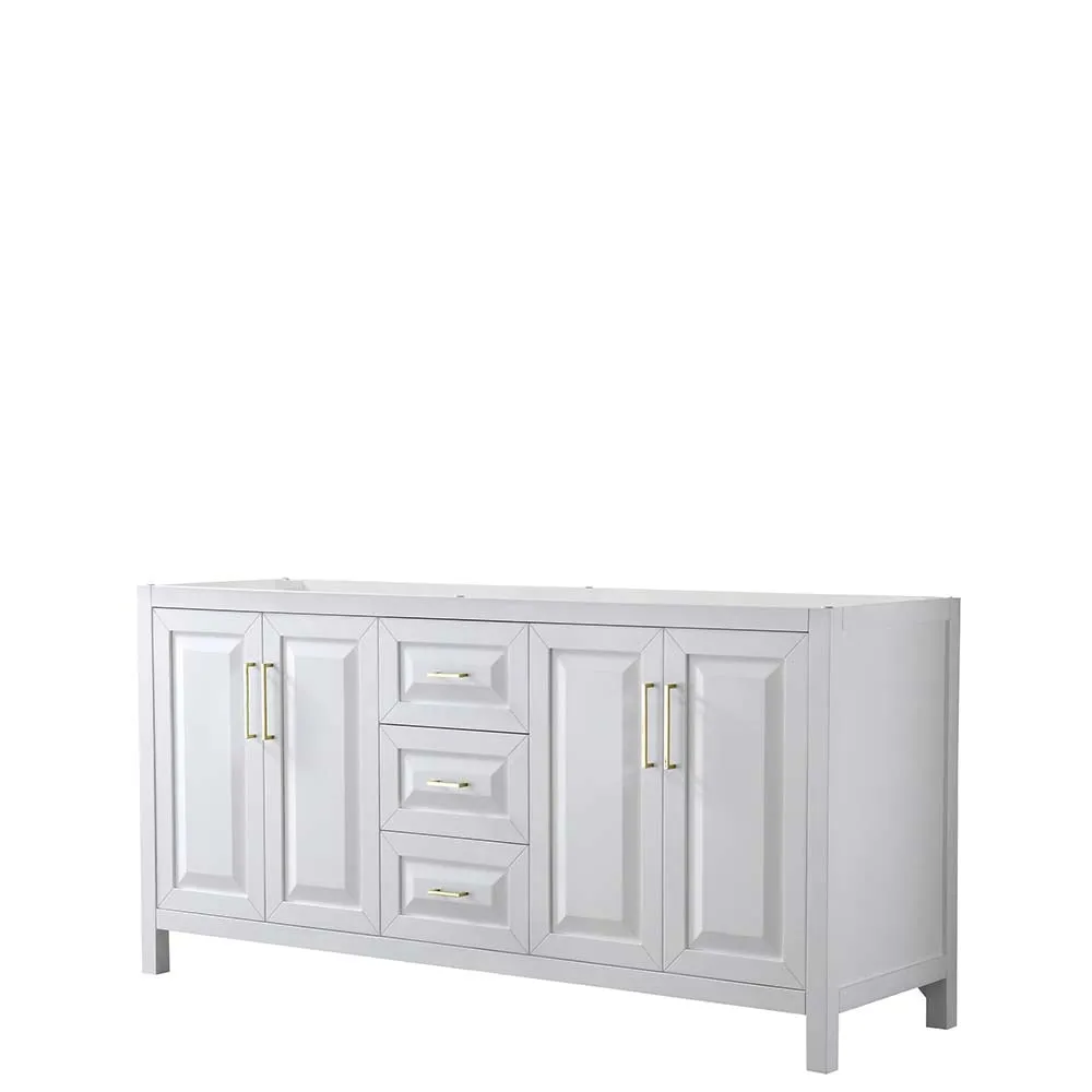 Daria 72 Inch Double Bathroom Vanity in White - Brushed Gold Trim