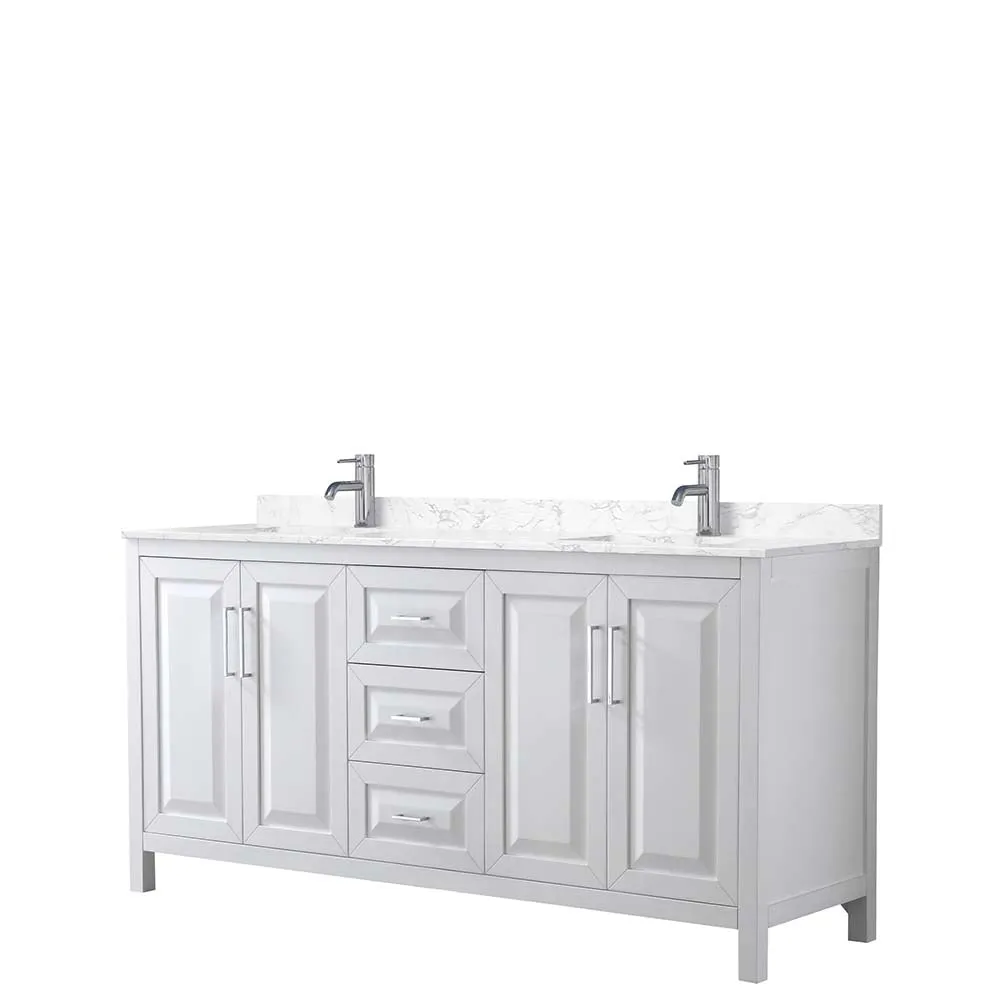 Daria 72 Inch Double Bathroom Vanity in White - Polished Chrome Trim