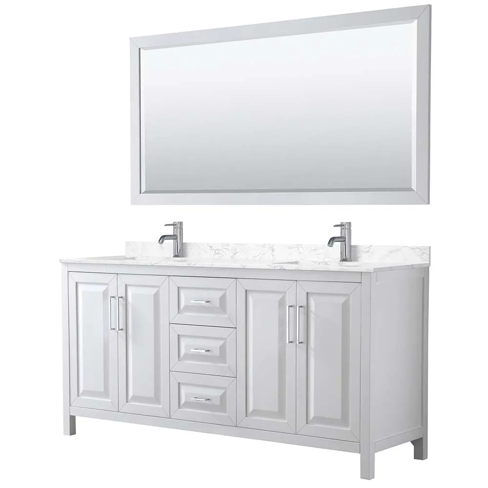 Daria 72 Inch Double Bathroom Vanity in White - Polished Chrome Trim