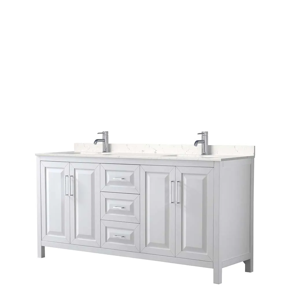 Daria 72 Inch Double Bathroom Vanity in White - Polished Chrome Trim