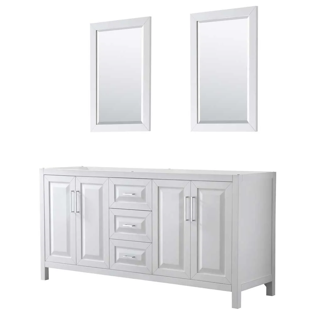 Daria 72 Inch Double Bathroom Vanity in White - Polished Chrome Trim