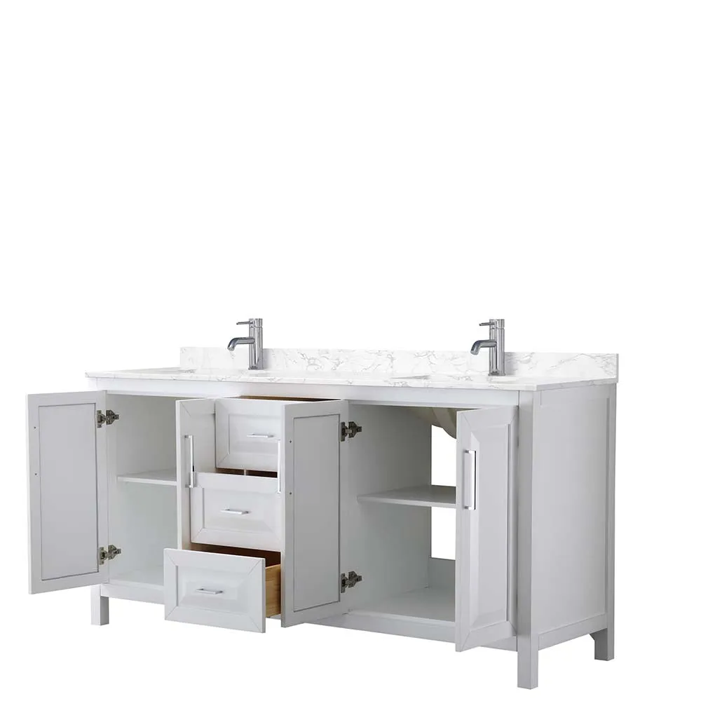 Daria 72 Inch Double Bathroom Vanity in White - Polished Chrome Trim