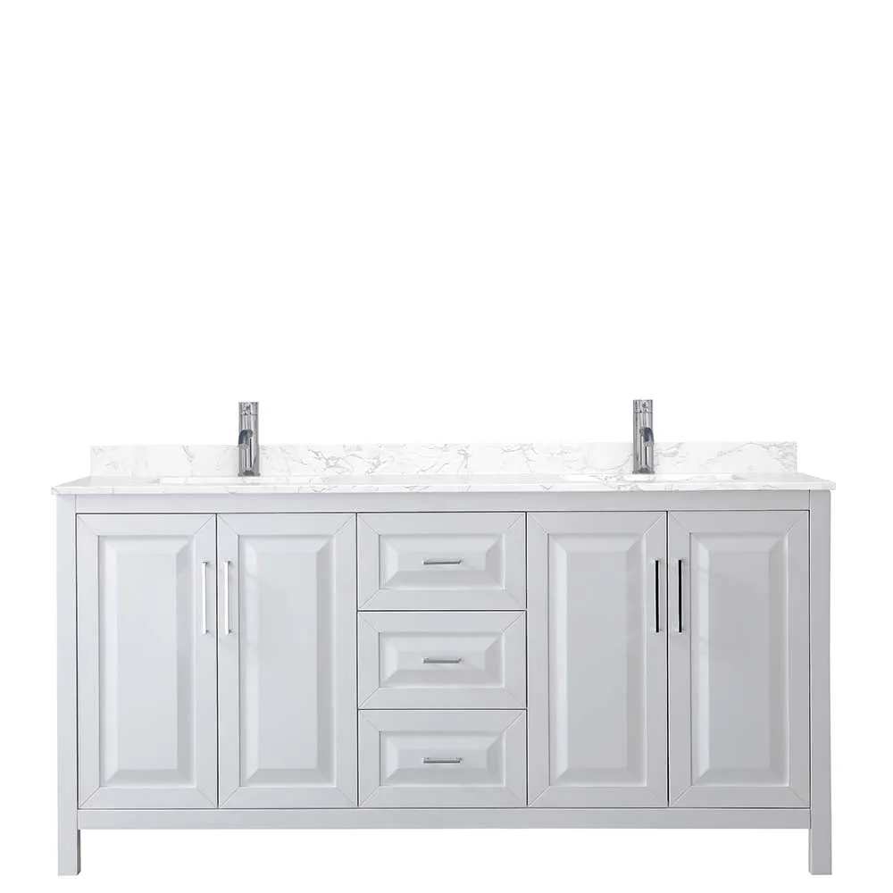 Daria 72 Inch Double Bathroom Vanity in White - Polished Chrome Trim