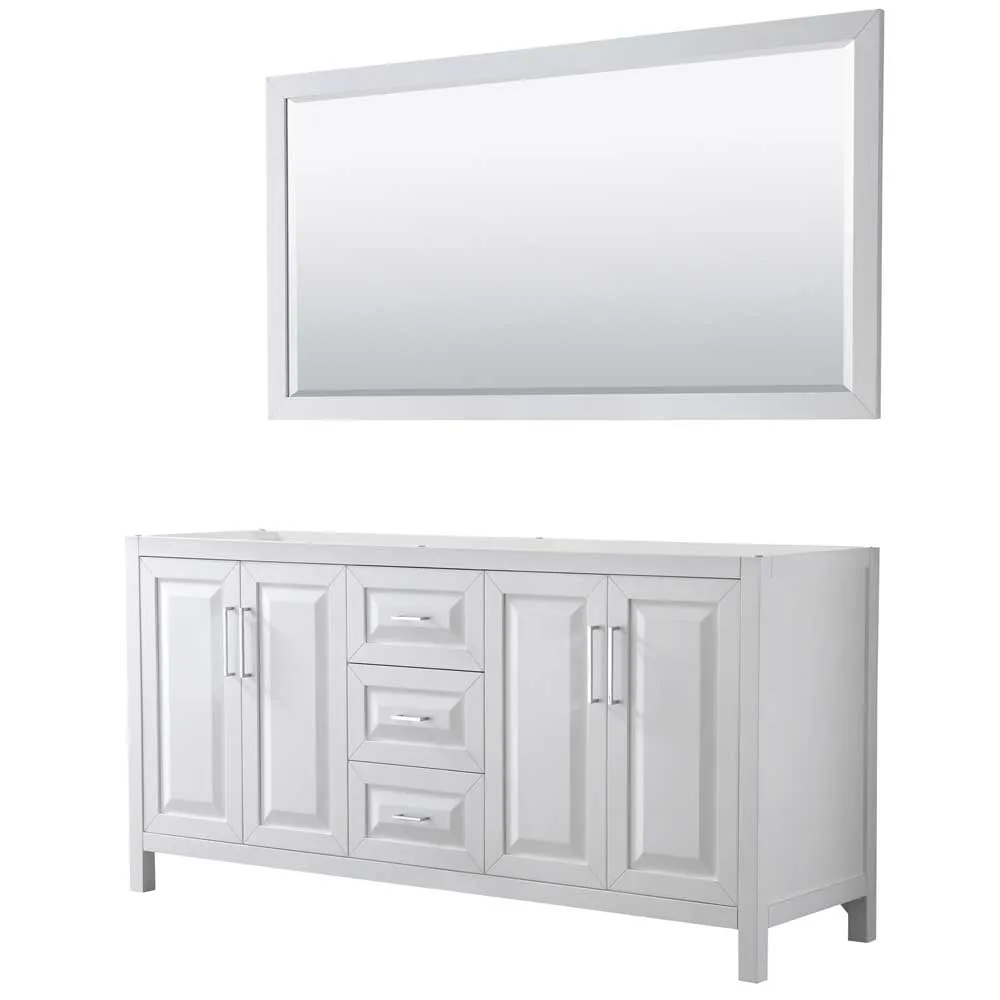 Daria 72 Inch Double Bathroom Vanity in White - Polished Chrome Trim