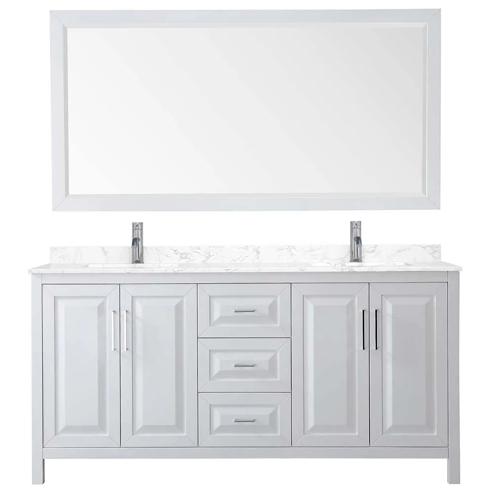 Daria 72 Inch Double Bathroom Vanity in White - Polished Chrome Trim
