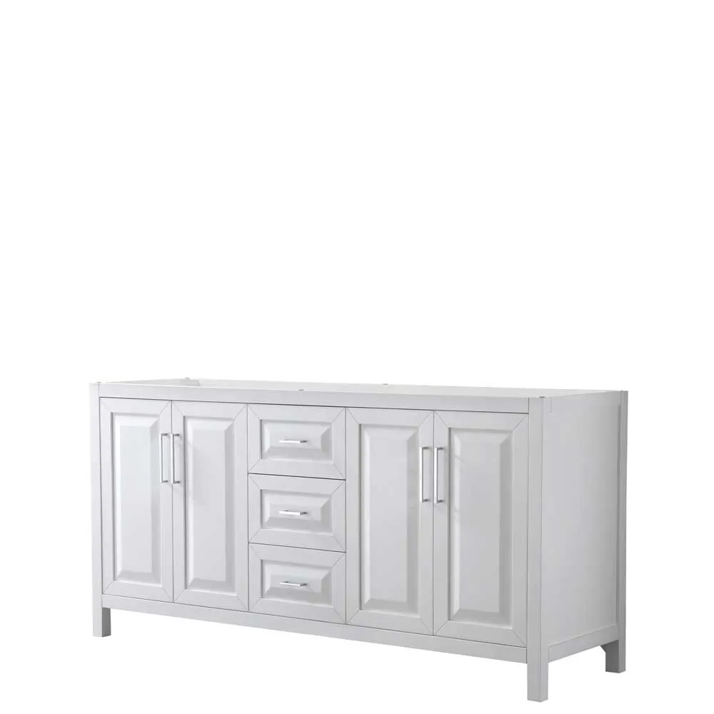 Daria 72 Inch Double Bathroom Vanity in White - Polished Chrome Trim
