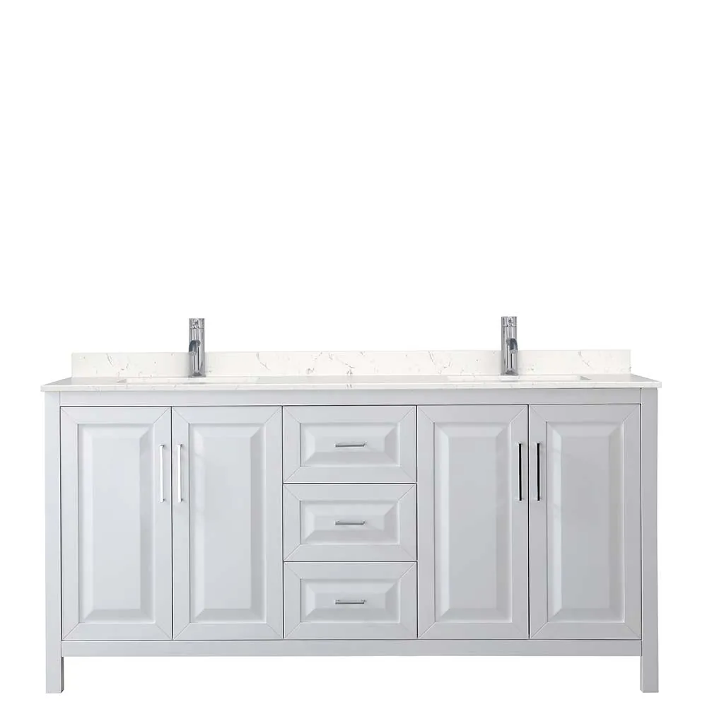 Daria 72 Inch Double Bathroom Vanity in White - Polished Chrome Trim