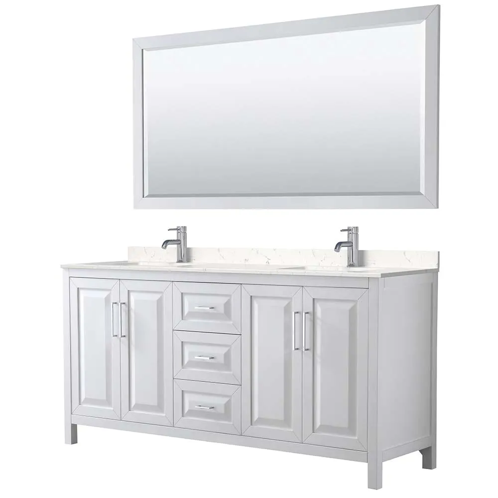 Daria 72 Inch Double Bathroom Vanity in White - Polished Chrome Trim