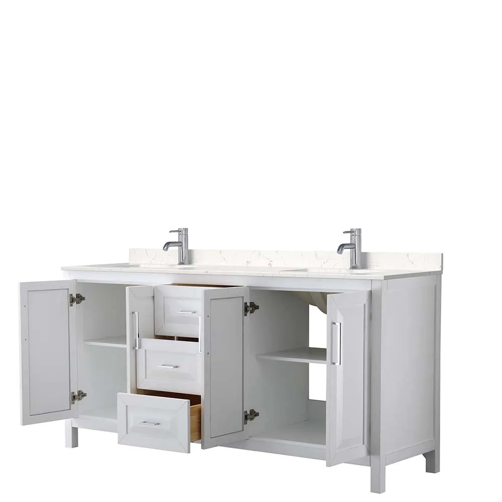 Daria 72 Inch Double Bathroom Vanity in White - Polished Chrome Trim