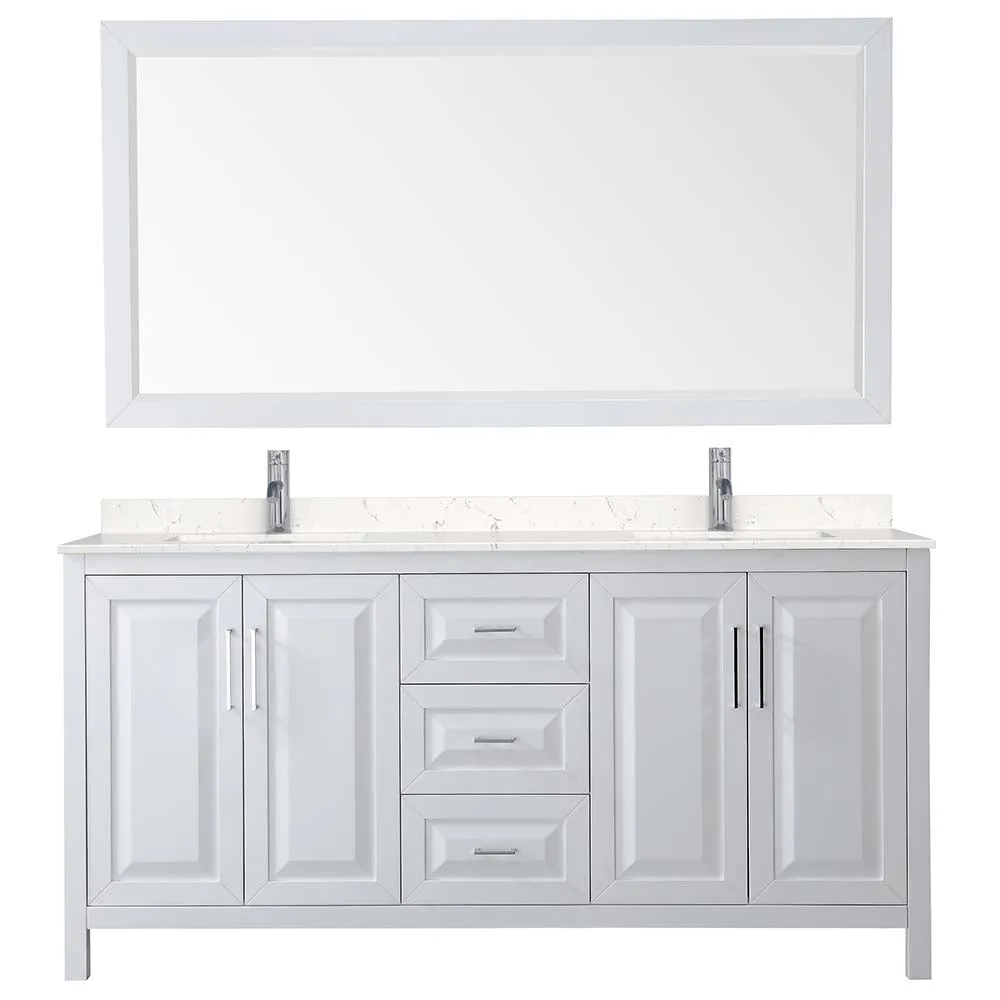Daria 72 Inch Double Bathroom Vanity in White - Polished Chrome Trim