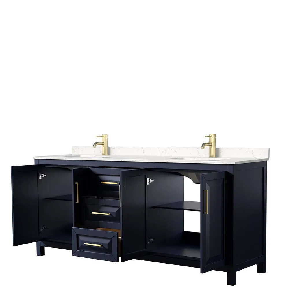 Daria 80 Inch Double Bathroom Vanity in Dark Blue