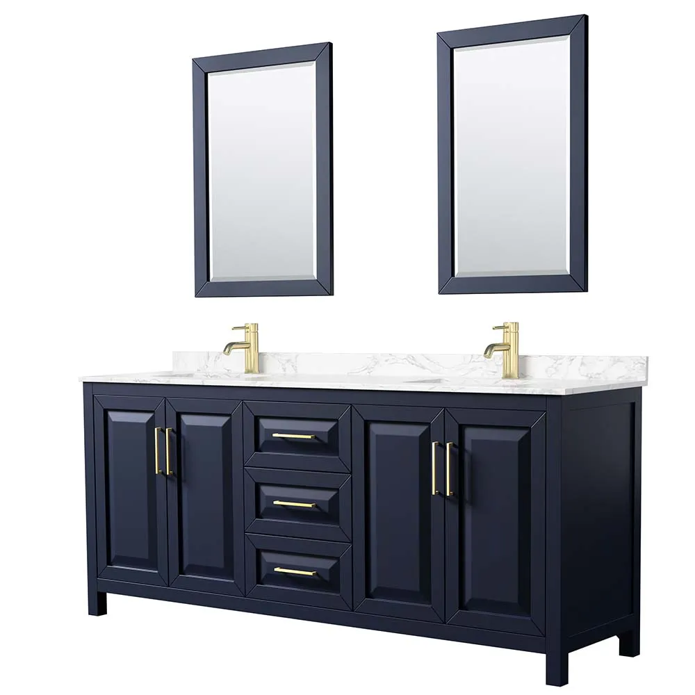 Daria 80 Inch Double Bathroom Vanity in Dark Blue