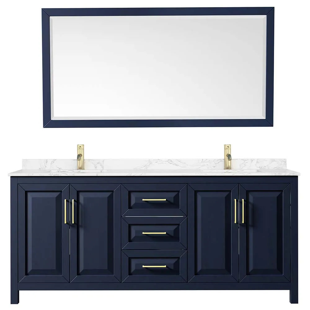 Daria 80 Inch Double Bathroom Vanity in Dark Blue