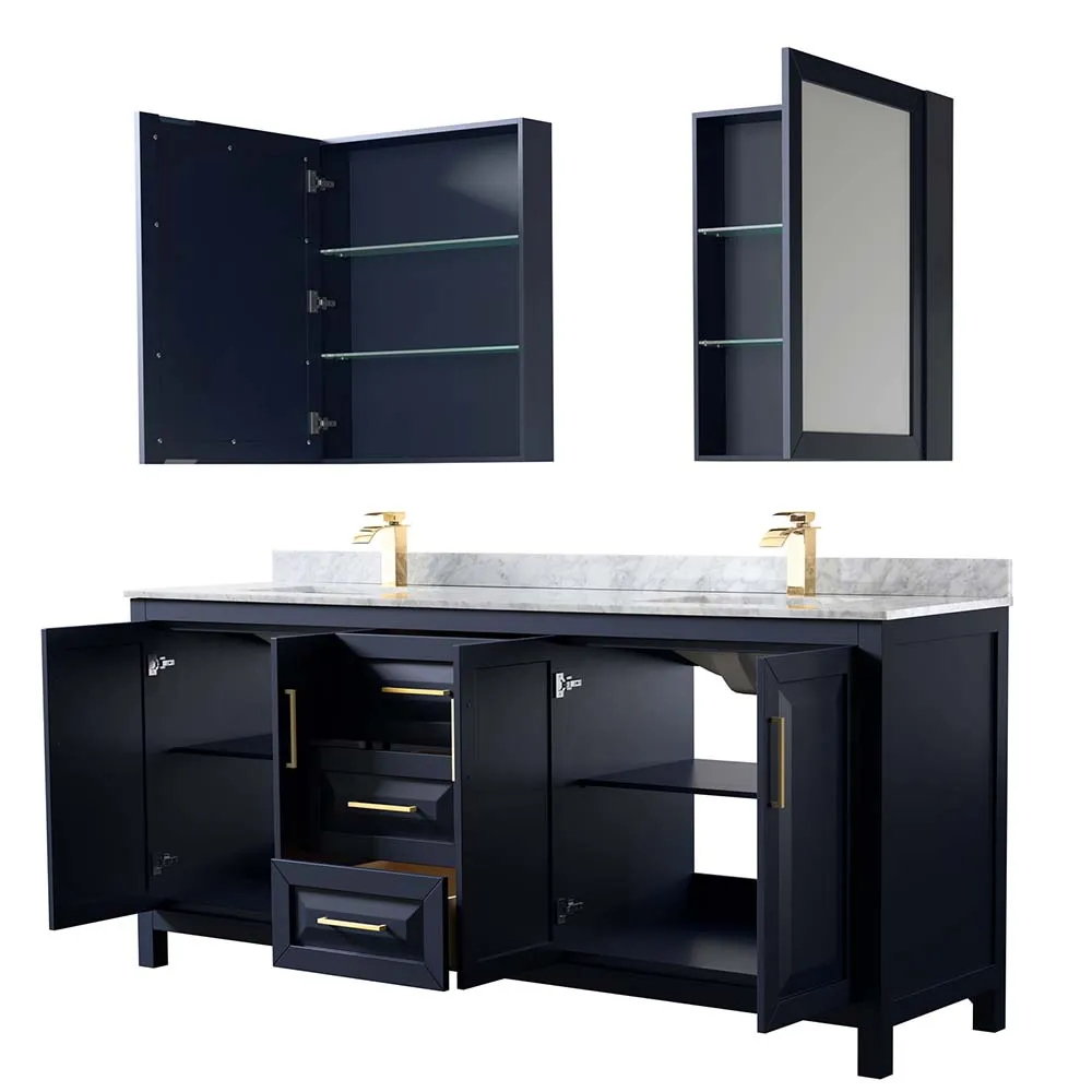Daria 80 Inch Double Bathroom Vanity in Dark Blue