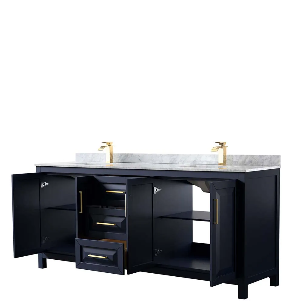 Daria 80 Inch Double Bathroom Vanity in Dark Blue