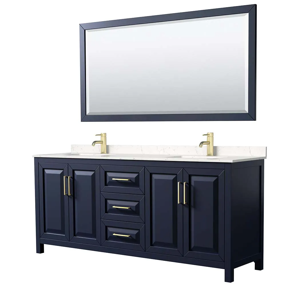 Daria 80 Inch Double Bathroom Vanity in Dark Blue