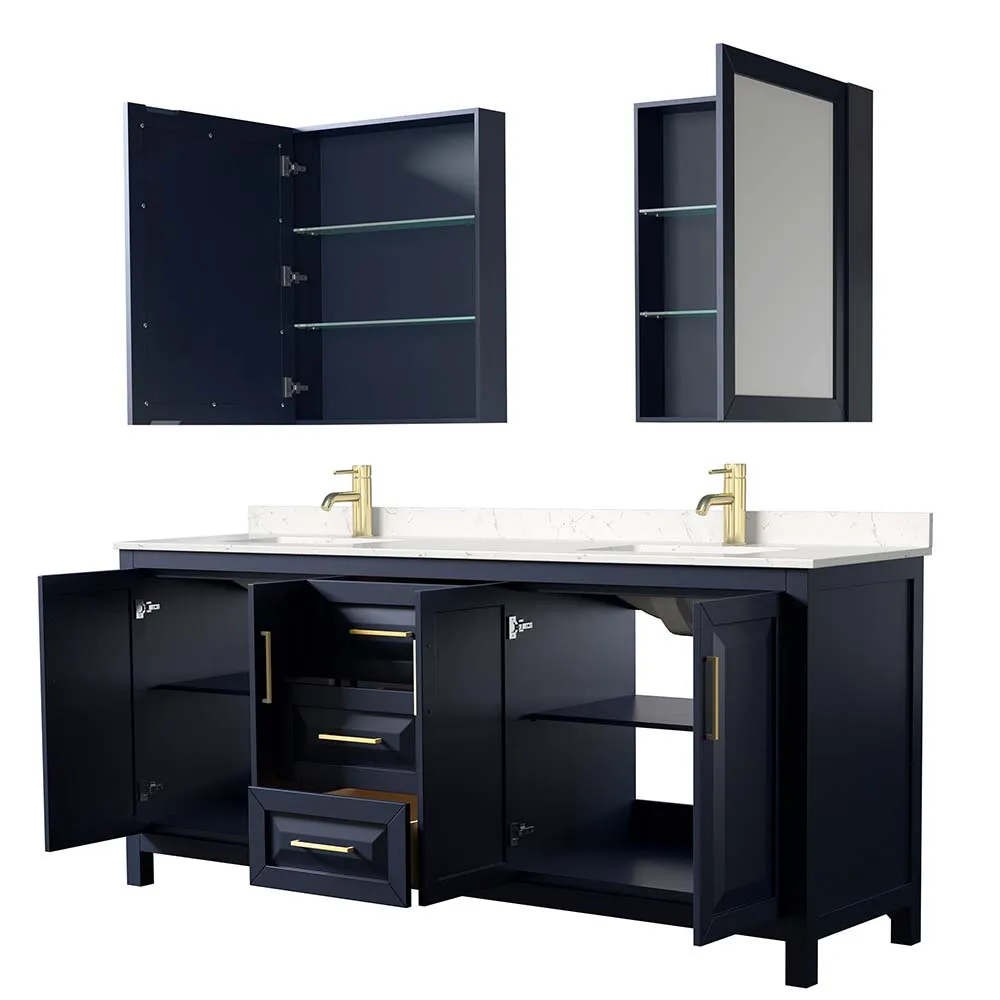 Daria 80 Inch Double Bathroom Vanity in Dark Blue