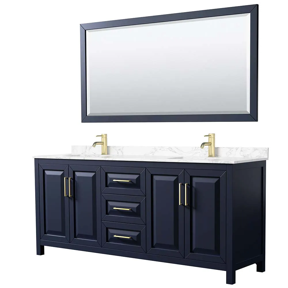 Daria 80 Inch Double Bathroom Vanity in Dark Blue