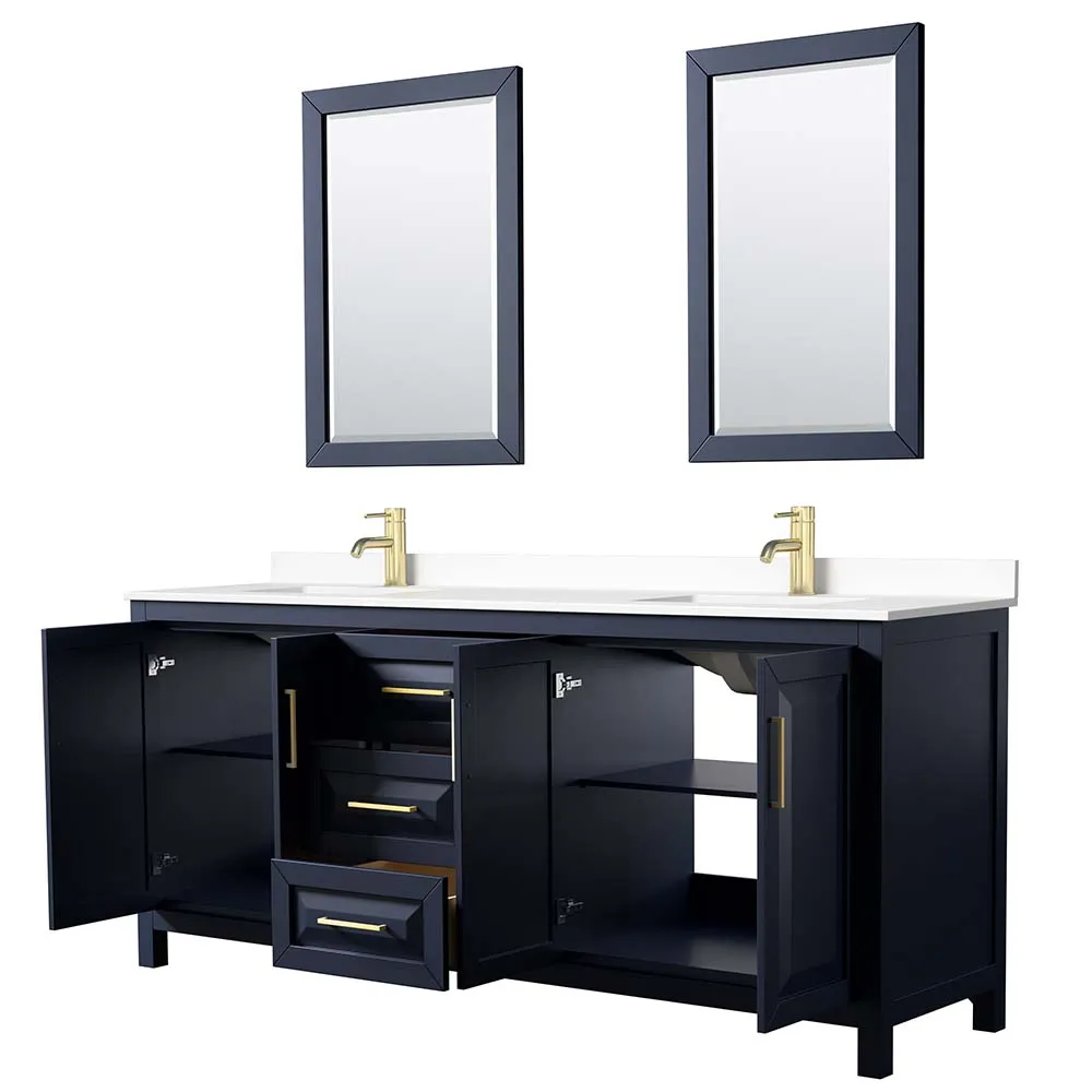 Daria 80 Inch Double Bathroom Vanity in Dark Blue