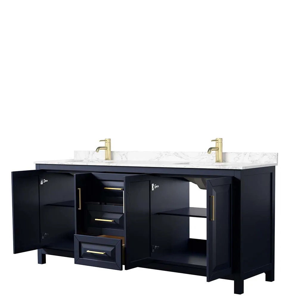 Daria 80 Inch Double Bathroom Vanity in Dark Blue
