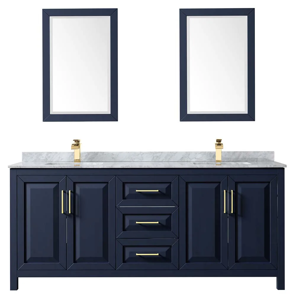Daria 80 Inch Double Bathroom Vanity in Dark Blue