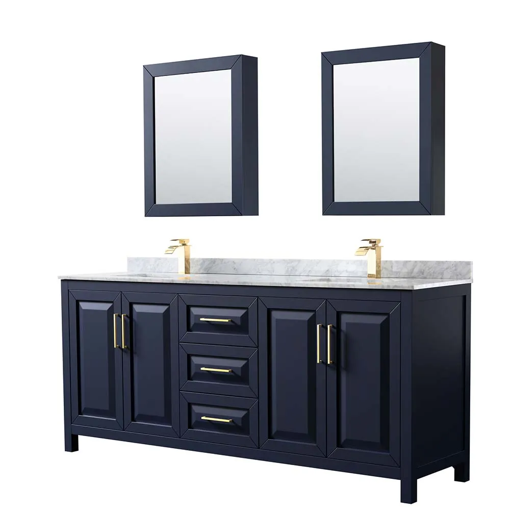 Daria 80 Inch Double Bathroom Vanity in Dark Blue