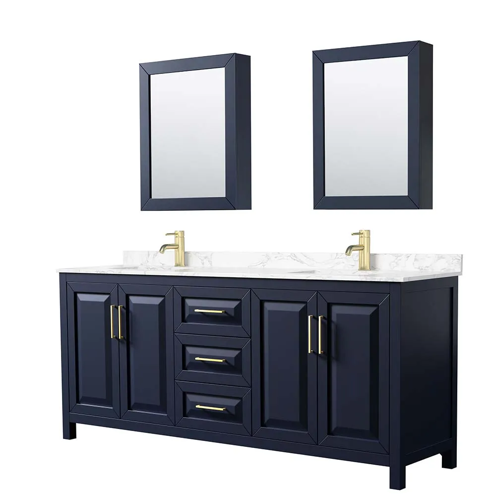 Daria 80 Inch Double Bathroom Vanity in Dark Blue