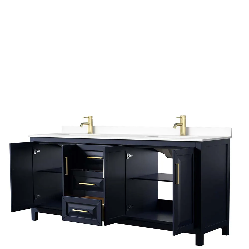 Daria 80 Inch Double Bathroom Vanity in Dark Blue
