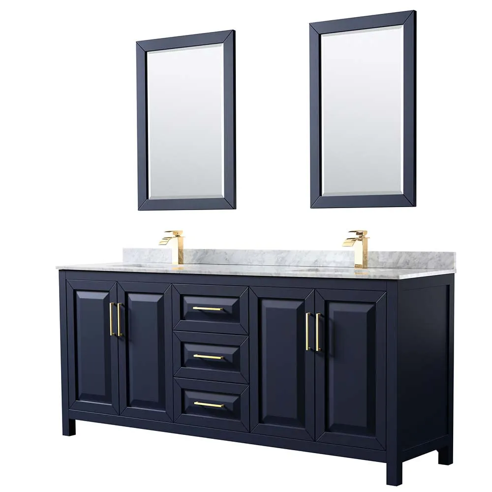 Daria 80 Inch Double Bathroom Vanity in Dark Blue
